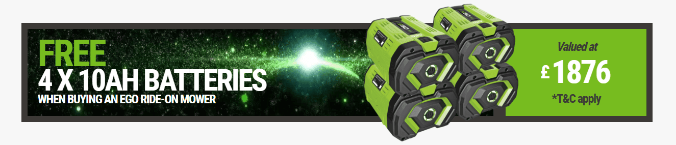 Ego Free Batteries with Ride-on Mower Purchase